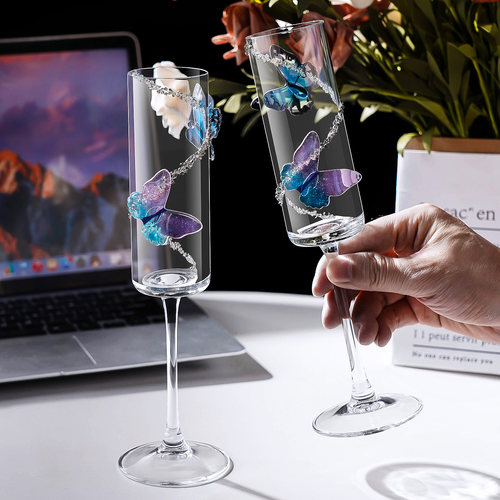 蝴蝶香槟杯一对装高颜值高脚杯