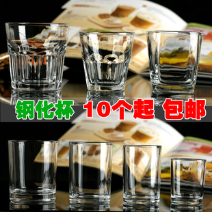 包邮 钢化玻璃透明茶杯子水杯啤酒威士忌杯酒吧KTV家用耐热杯 特价