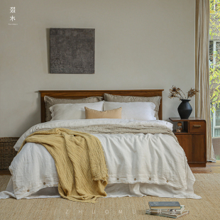 叕木 法国进口天然纯亚麻侘寂风民宿酒店床品被套床笠 亚麻四件套