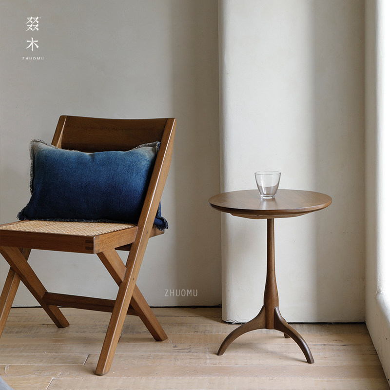叕木628/夏沙克家具|实侘边几桌日式寂风木茶几角几发床头小圆几