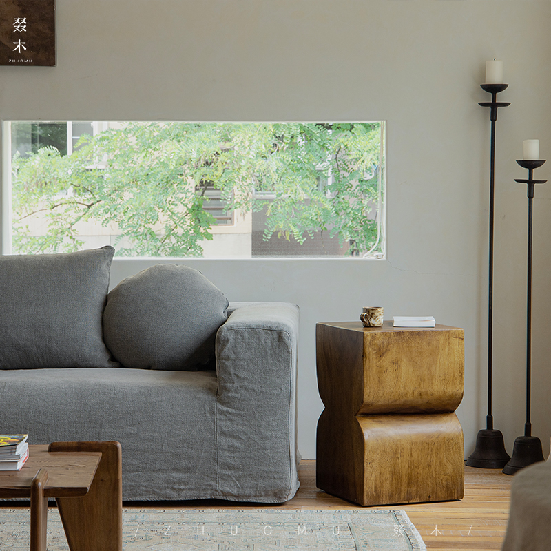 叕木日式侘寂风全实木错位边几