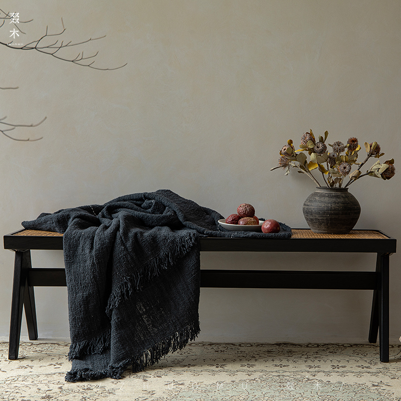 叕木日式侘寂风沙发搭毯床尾毯