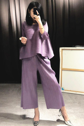 ys褶皱风琴套装2021夏季新款显瘦气质阔腿裤套装女 - 封面