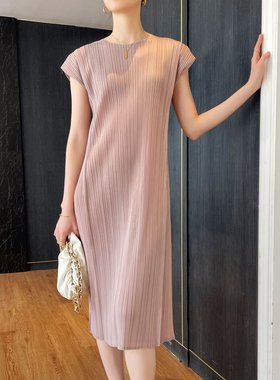 春之2022夏季褶皱小香风休闲时尚气质通勤连衣裙miyake