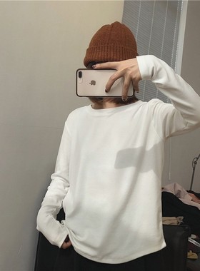 Cmuzi 2021冬【很好穿 多囤几件】加厚长袖白T恤女圆领宽松打底衫