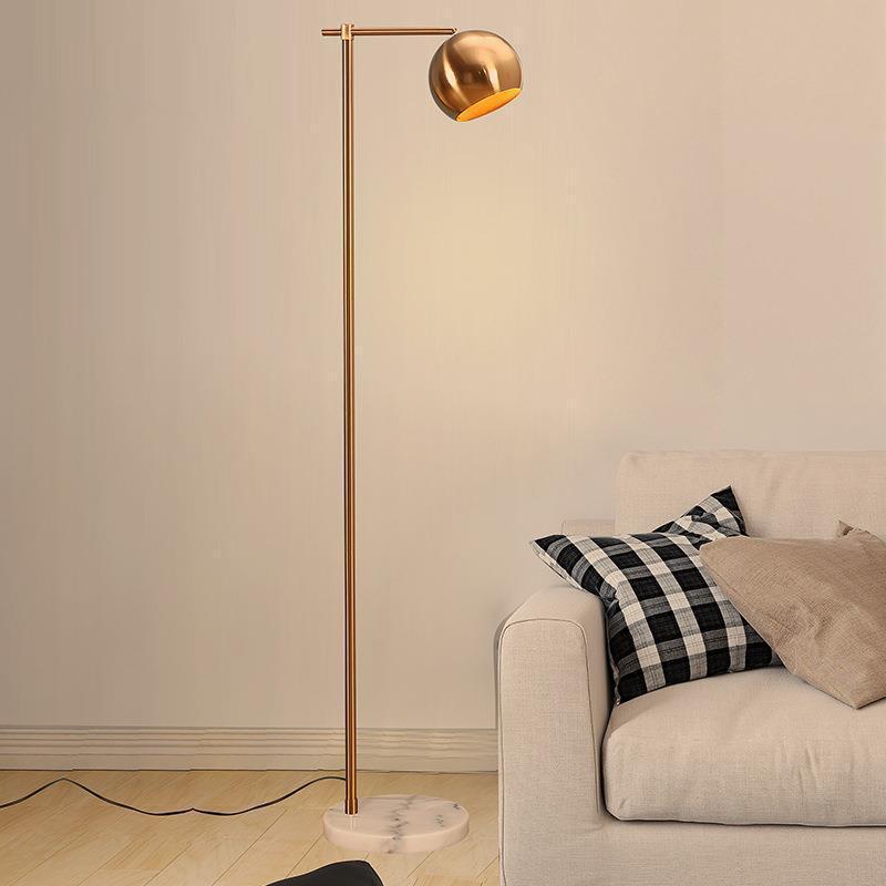落地灯轻奢美式客厅卧室铜色简约后现代地灯创意立式床头台灯北欧