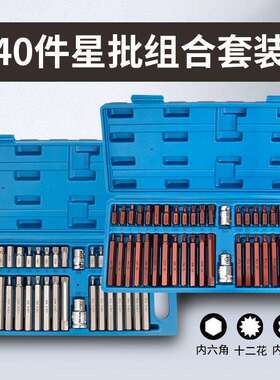 9P1E41件星批套装汽修维修花键工具内六角柄扳手套筒花型梅花