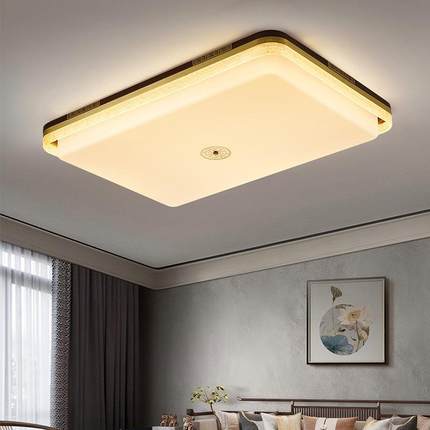 新中式吸顶灯客厅灯方形铜实木灯具大气LED卧室现代中国风书房灯