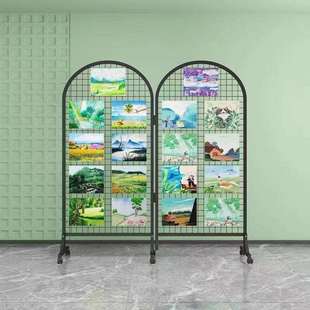 折叠网格立式移动展示架画展画作展览架户外美术半圆形落地展架厂