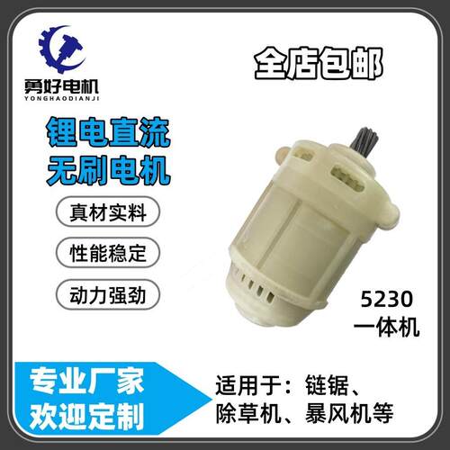 5230一体机锂电无刷直流电机链锯除草机暴风机用电动工具转子定子