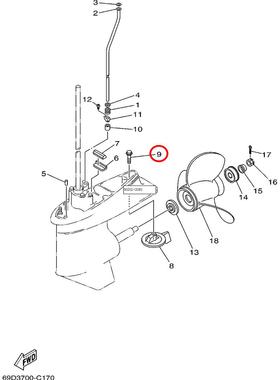 9)翟墨DEMONS舷外机船外挂机减速箱六角法兰面螺栓90105-10M67