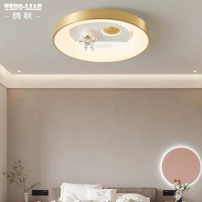 儿童房间吸顶灯现代太空人温馨卧室男孩子全铜吸顶灯书房星球灯具