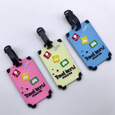 跨境luggage tag软胶可爱行李牌防丢地址卡通物流登机托运行李牌