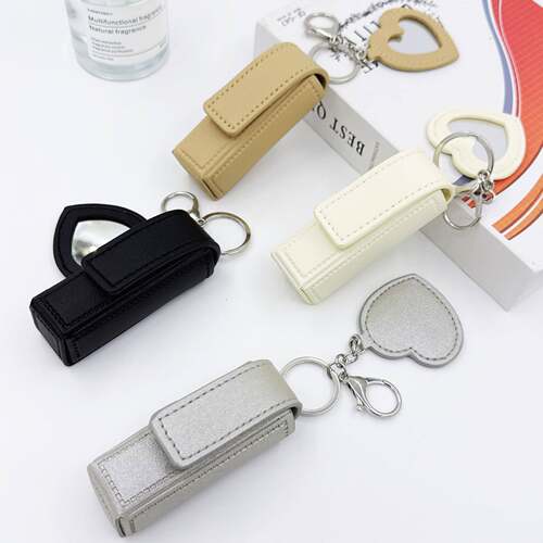 跨境迷你镜子口红包收纳包钥匙扣挂饰创意磁吸扣零钱包钥匙链挂件