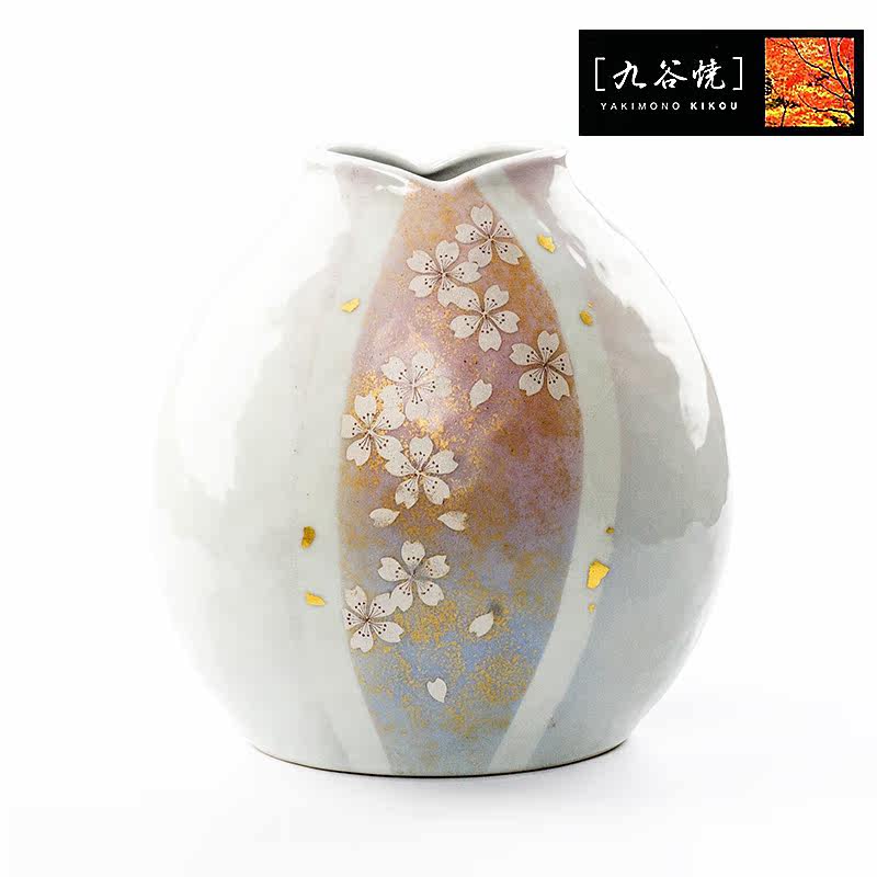日本进口九谷烧日式箔金冰裂樱花花瓶简约陶瓷花瓶摆件装饰品花瓶在类目 家居饰品, 花瓶/花器/仿真花/仿真饰品, 花器/花瓶, 花瓶中 - 来自Buy2taobao.com提供专业的淘宝代购服务