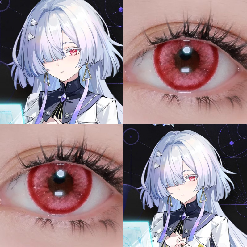 鸣潮莫宁cos美瞳元气玫粉胭脂扣樱桃红砰砰玫踏雪寻梅显色玫红AH