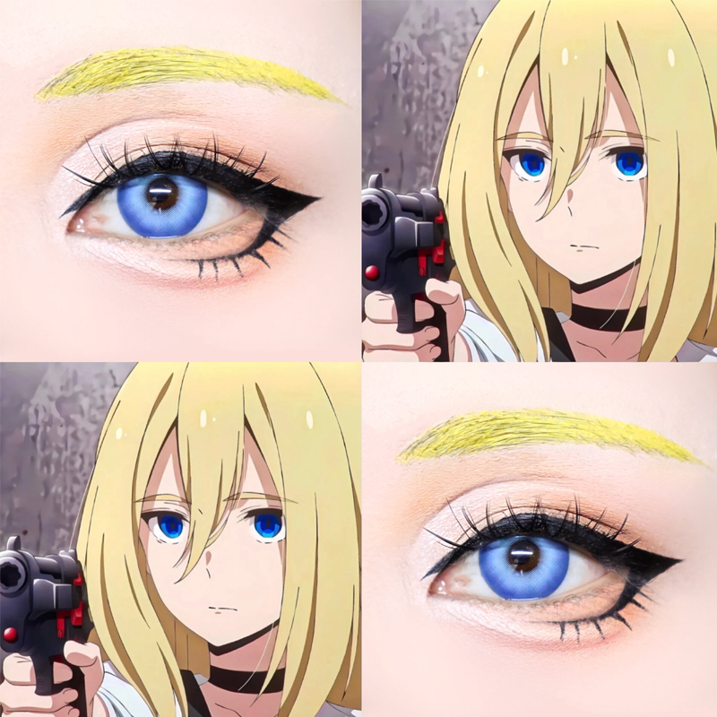 瑞吉儿cos半年抛女蓝色混血杀戮的天使瑞吉尔隐形眼镜年抛ah