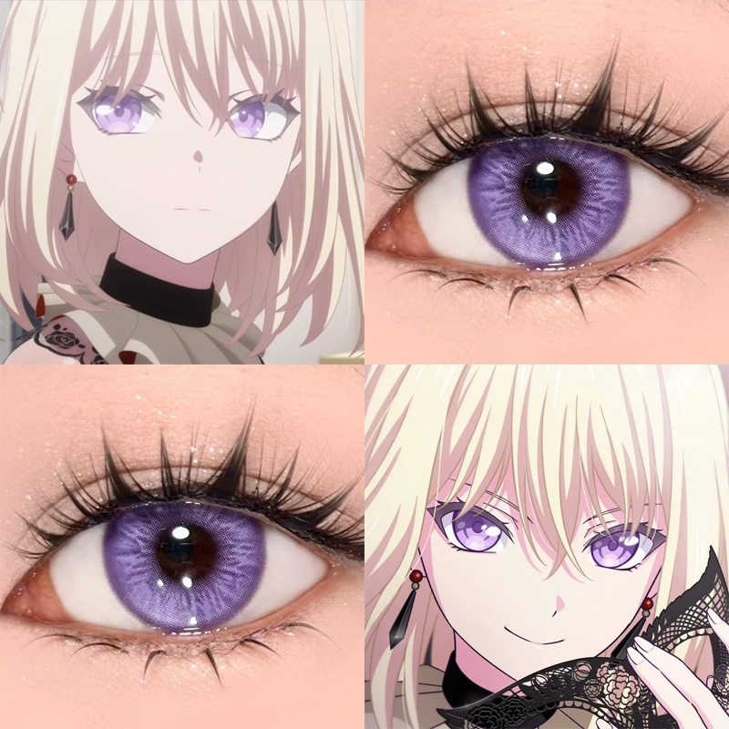 三角初华cos美瞳半年抛紫色bangdreamAveMujica大直径隐形眼镜3tb