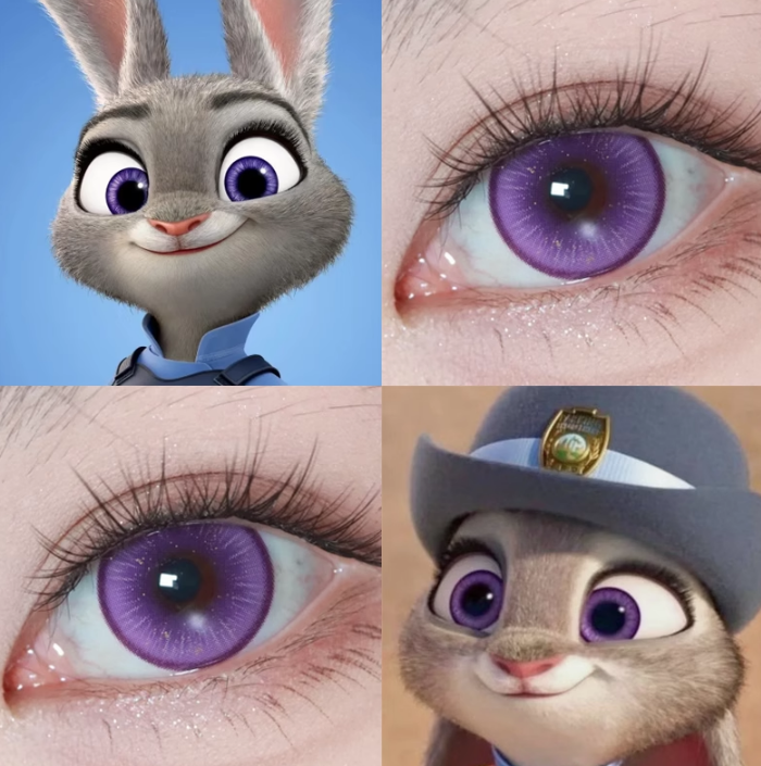 朱迪cos美瞳日抛紫色尼克狐疯狂动物城萤火茄紫嫩绿显兔子正品ah