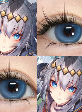 小栗帽美瞳cos蓝色混血半年抛大小直径显色隐形眼镜女万圣节fST