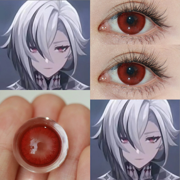 仆人cos美瞳原神大直径红色混血coplay半年抛新款年抛隐形眼镜ah