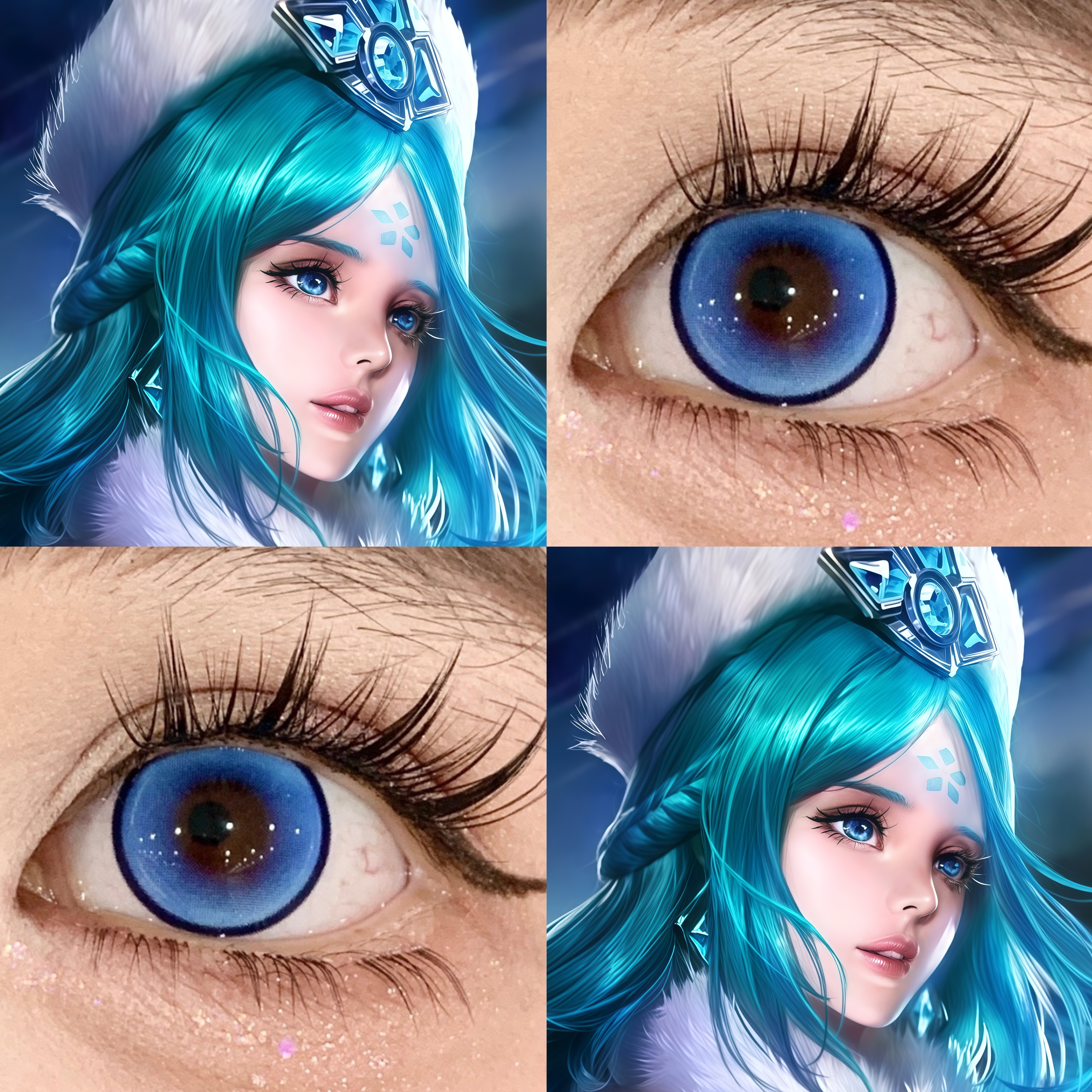 王昭君cos美瞳日抛蓝色王者荣耀水水冰月波崽糕蓝出道日蓝显色ah