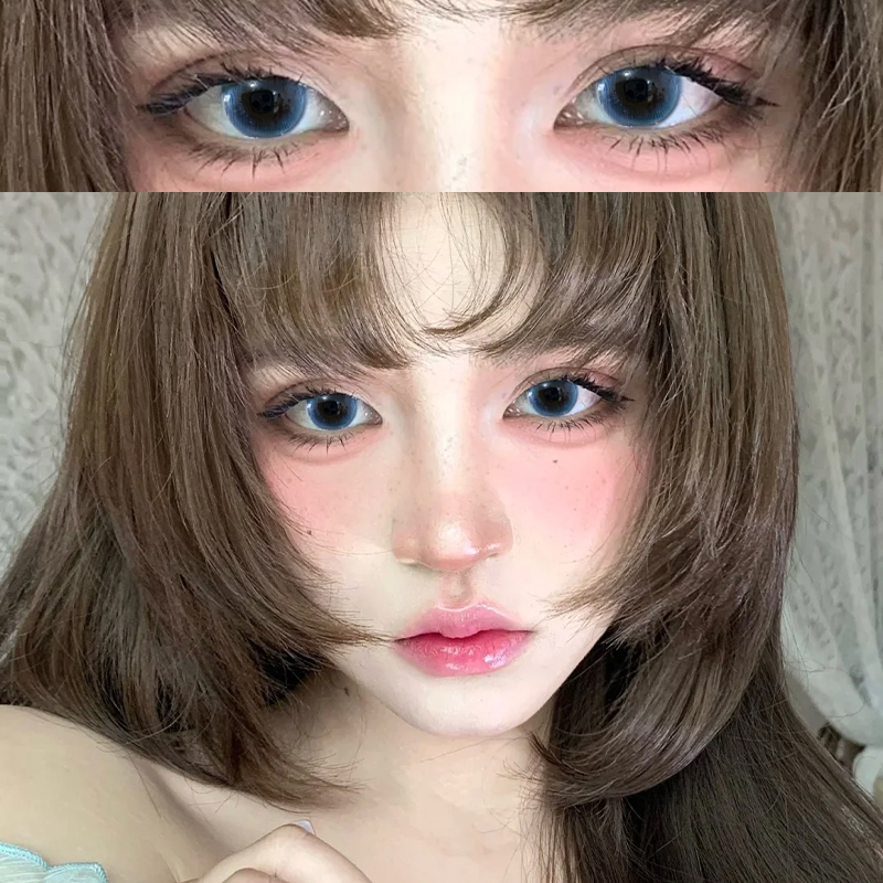 Mou应援蓝海cee蓝色美瞳大直径半年抛微混血隐形眼镜官旗舰店CST