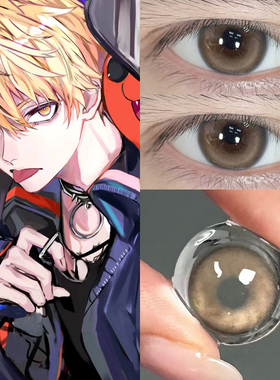 电次cos美瞳半年抛链电锯人cosplay金棕色年抛带度数隐形眼镜8ST