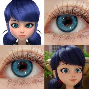 玛丽娜cos美瞳瓢虫雷迪蓝色日抛小大直径显色隐形眼镜漫展6st