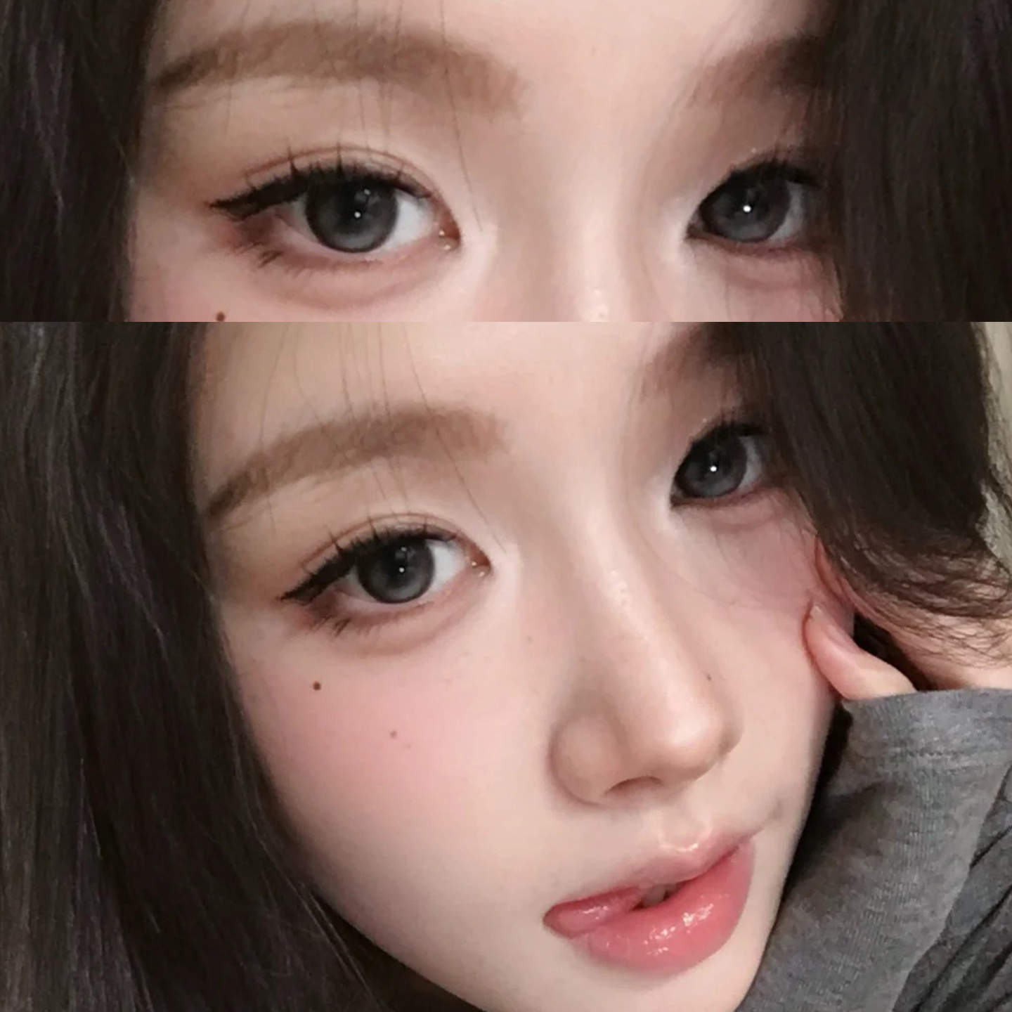 lemonade心动时刻美瞳半年抛水润大直径灰色混血彩色隐形眼镜8tb