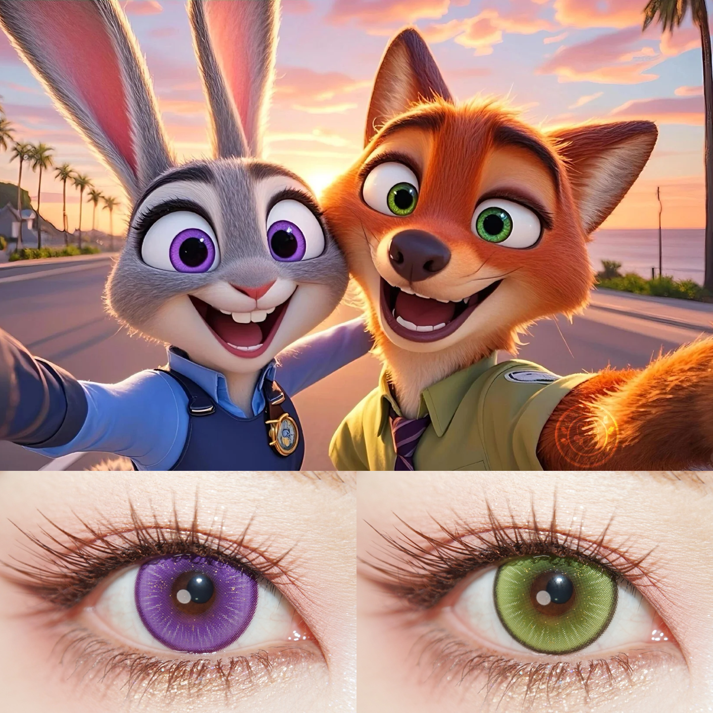 朱迪尼克狐狸cos美瞳日半年抛紫绿色疯狂动物城2兔子警官正品舒bs