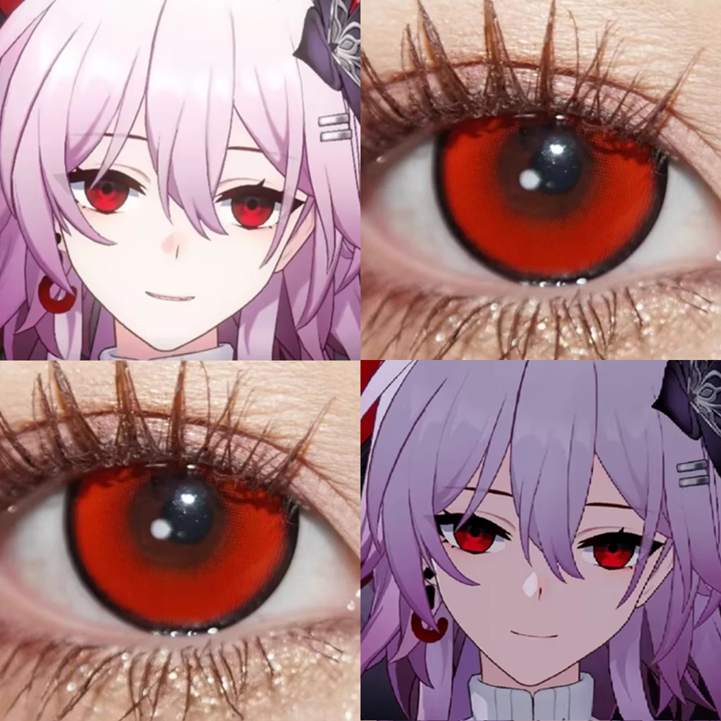 长夜月美瞳cos日半年抛明日方舟火系红熔岩红饮血狂花咚咚红栋bs