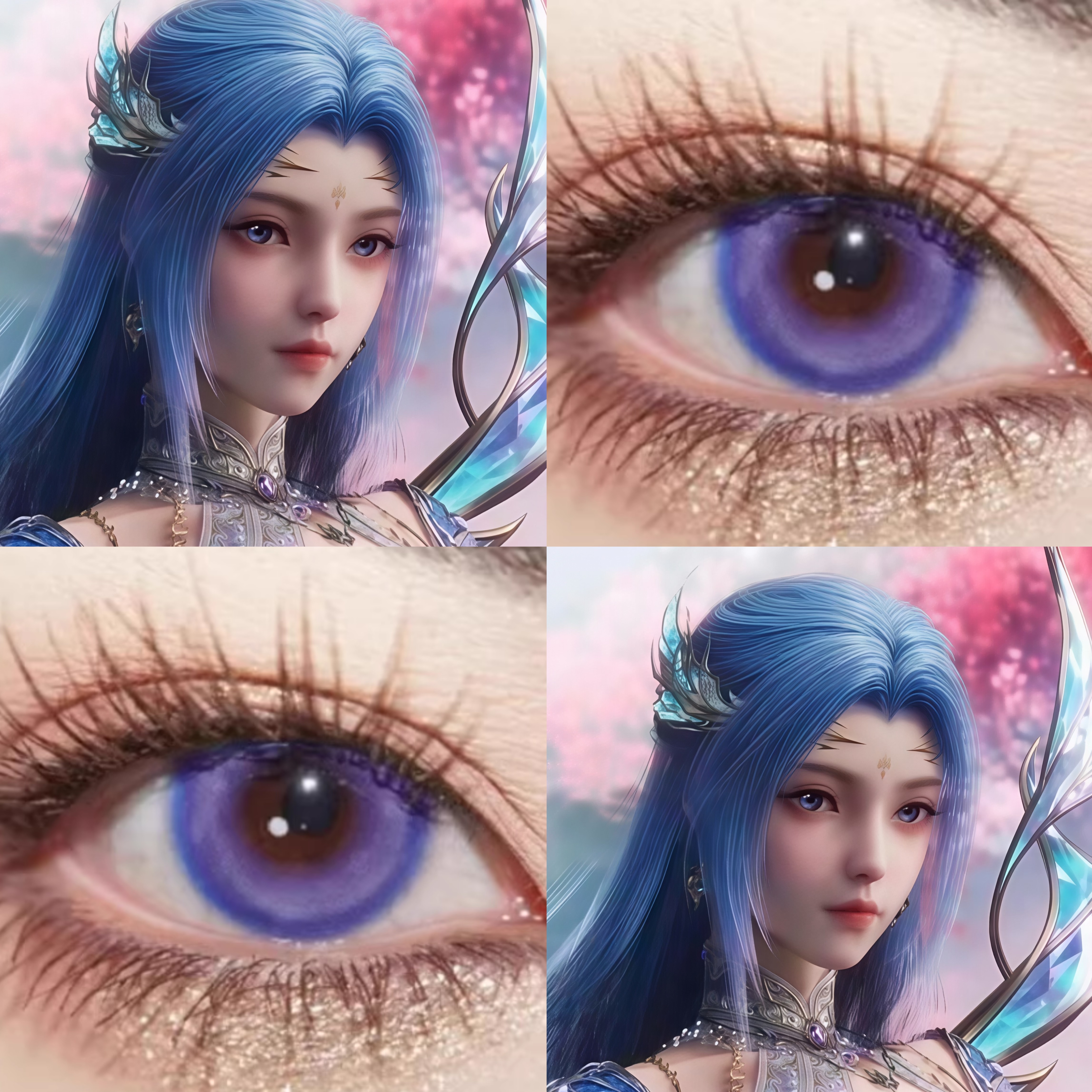 唐舞桐cos美瞳蓝紫色日抛斗罗大陆2之绝世唐门高光月球蓝游仙紫ah