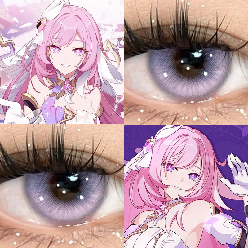 爱莉希雅cos美瞳崩坏3粉紫色大直径半年抛显色隐形眼镜漫展佳AH