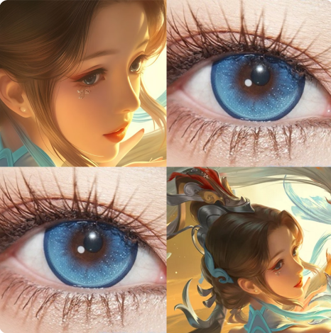 白鹤梁神女大乔cos美瞳蓝色大直径显色半年抛两片装隐形眼镜6tb