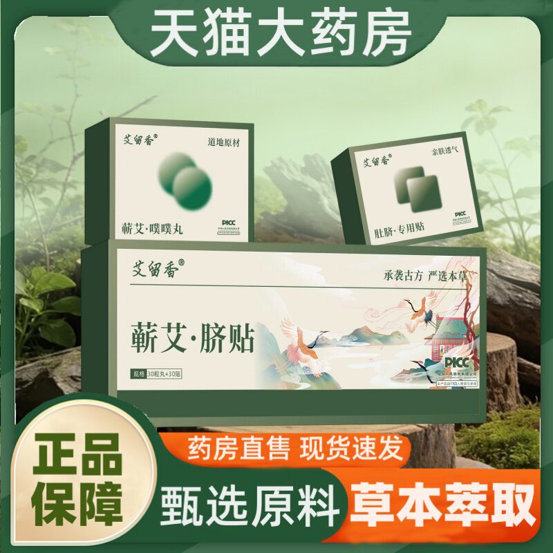 蕲艾脐贴艾灸贴三伏贴女性艾绒老姜温灸腹部肚脐贴黑丸贴足贴1hr