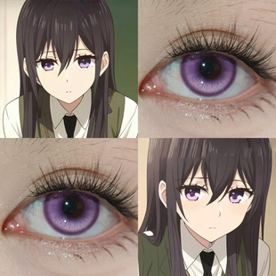 蓝原芽衣COS美瞳柑橘味香气蓝原柚子蓝色绿色漫展二次元显色婷AH