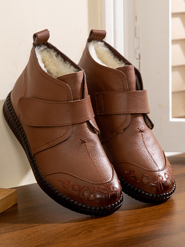 可米诗靴子牛筋底羊毛平底女鞋