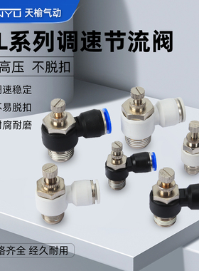 气动节流阀SL4/6/8/10/12可调气缸流量SA管道节流阀 HVFF手阀白色