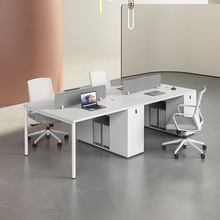职员办公桌椅组合简约现代办公室四六人位白色员工位卡座电脑桌子