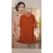 长袖 现货 花边国风旗袍裙 新款 新中式 丹霞 SC644女童2025秋季