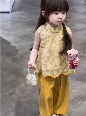 【金陵】SC338女童夏季新中式无袖透气清凉2025新款国风套装