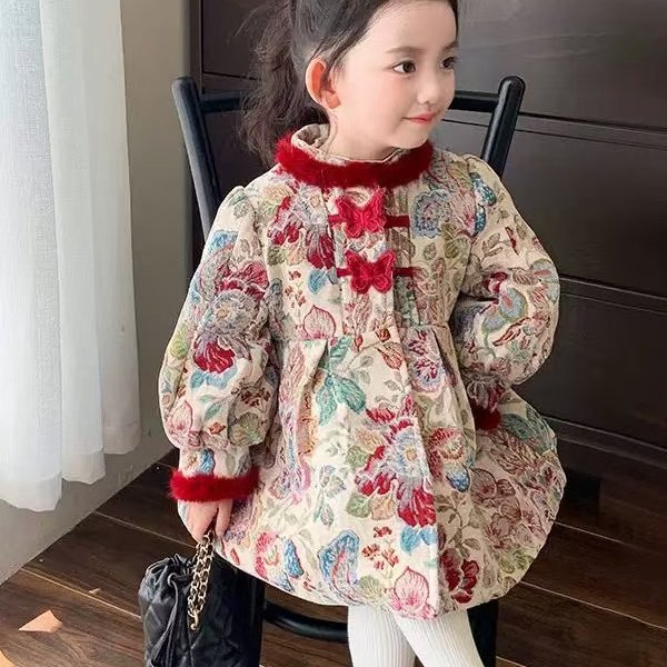 现货【两只蝴蝶】 GF004女童冬季加厚夹棉国风旗袍裙外套拜年服,童装/婴儿装/亲子装,旗袍,淘宝优惠券,粉丝福利购,淘宝优惠卷