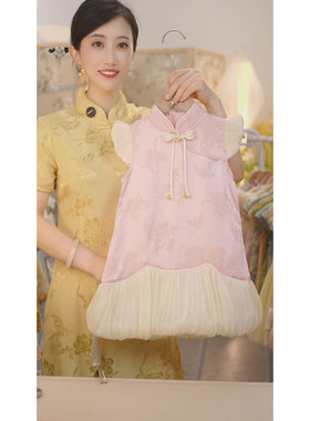 现货 [梅兰竹菊】缎面提花 AC764女童旗袍气质夏季新中式复古儿童