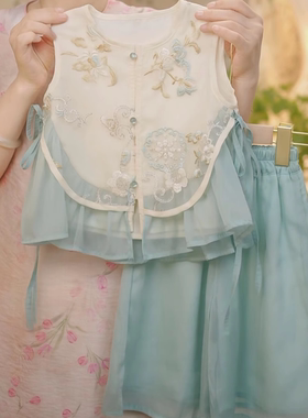 现货【蓝黛】SC370女童夏季新中式2025新款国风套装