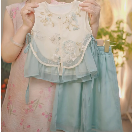 现货【蓝黛】SC370女童夏季新中式2025新款国风套装