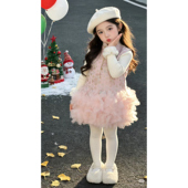 马甲旗袍裙拜年服 国风夹棉保暖新中式 云朵 SC851女童冬季