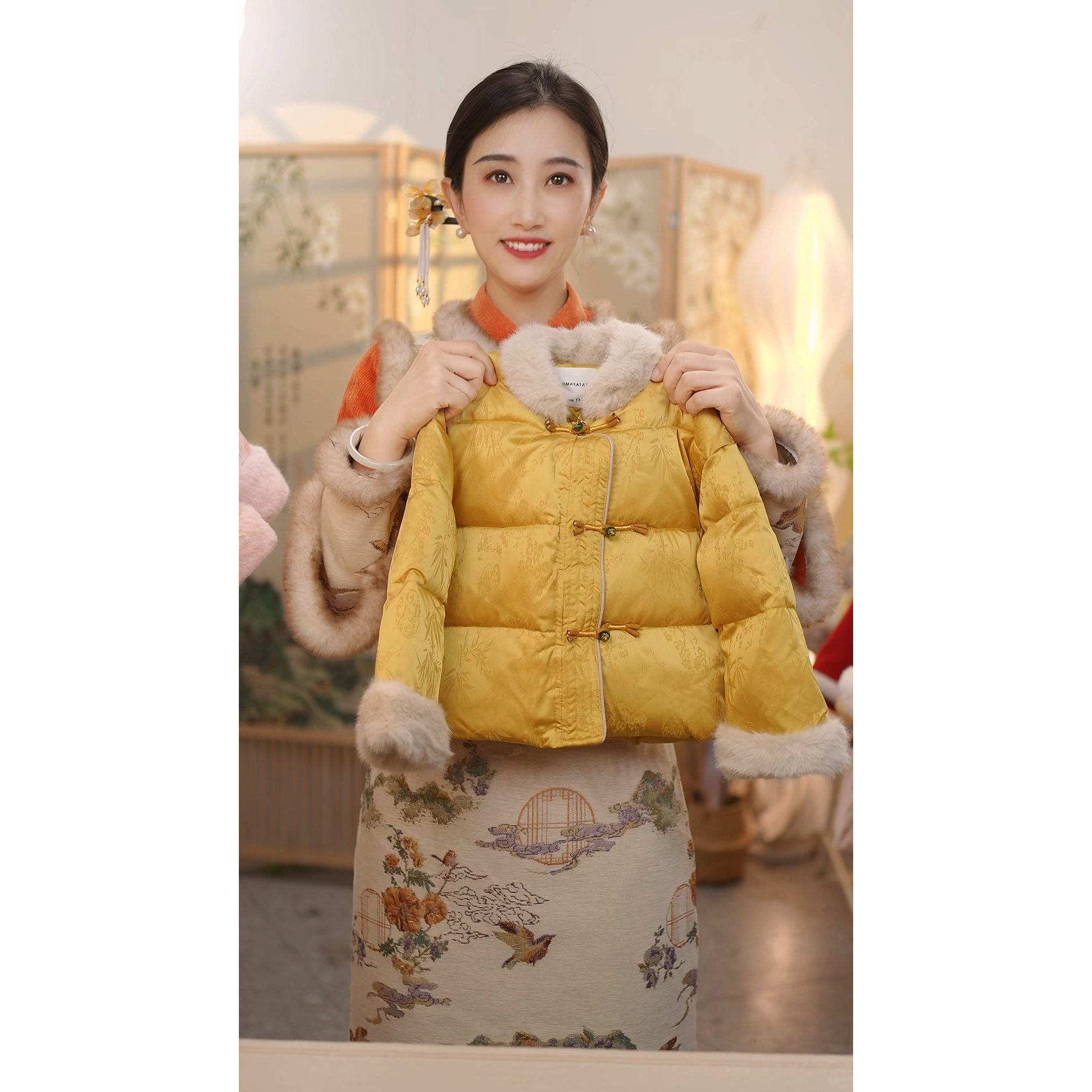 现货【金竹】SC708女童冬季新中式夹棉加厚棉服外套国风