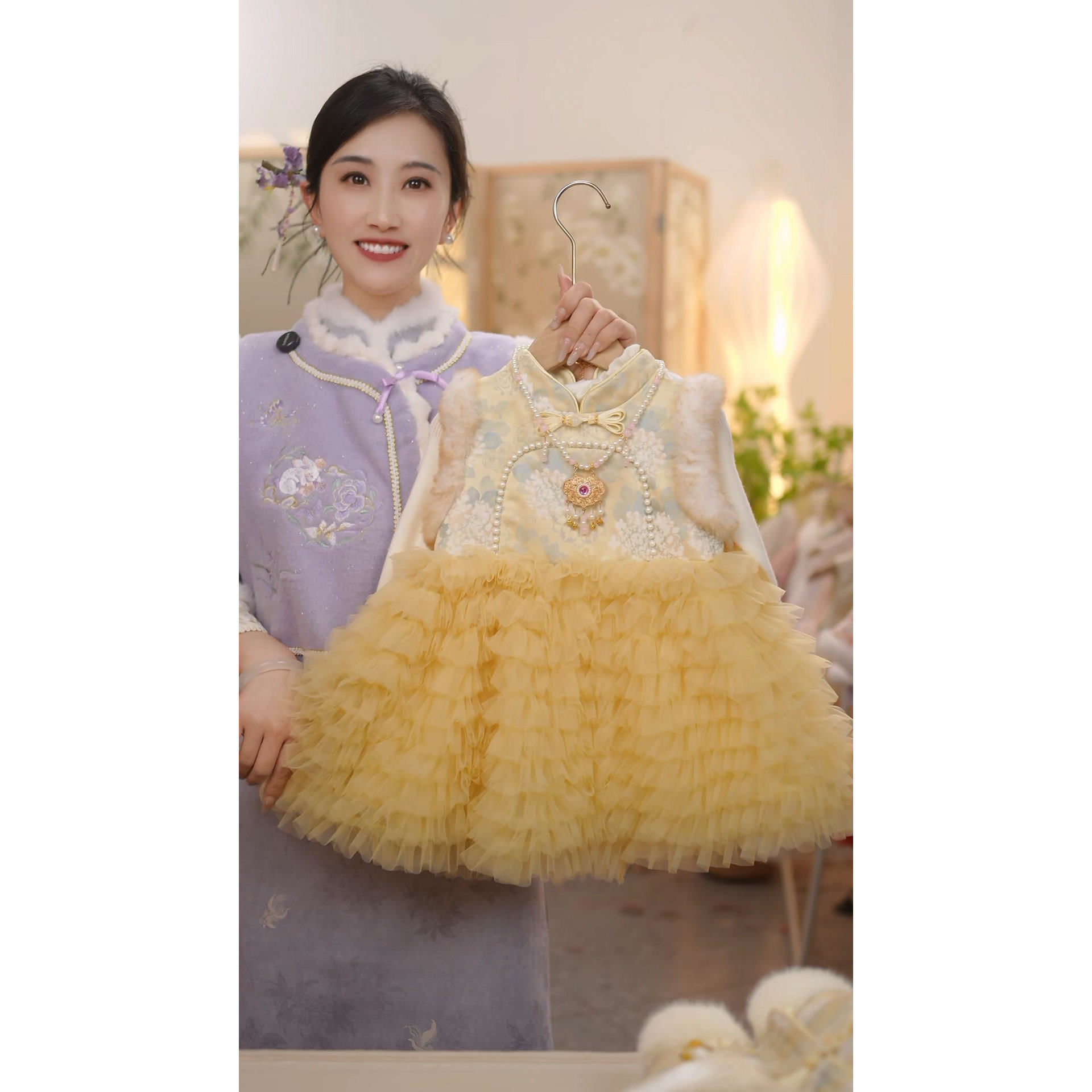 【颜如玉】SC881女童冬季新中式加绒国风马甲旗袍裙拜年服,童装/婴儿装/亲子装,旗袍,淘宝优惠券,粉丝福利购,淘宝优惠卷