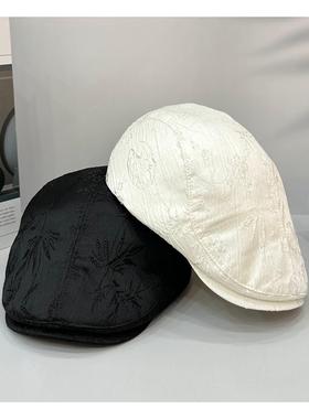 新款国风提花时尚精致感前进帽男女透气优雅百搭高街风鸭舌帽八角